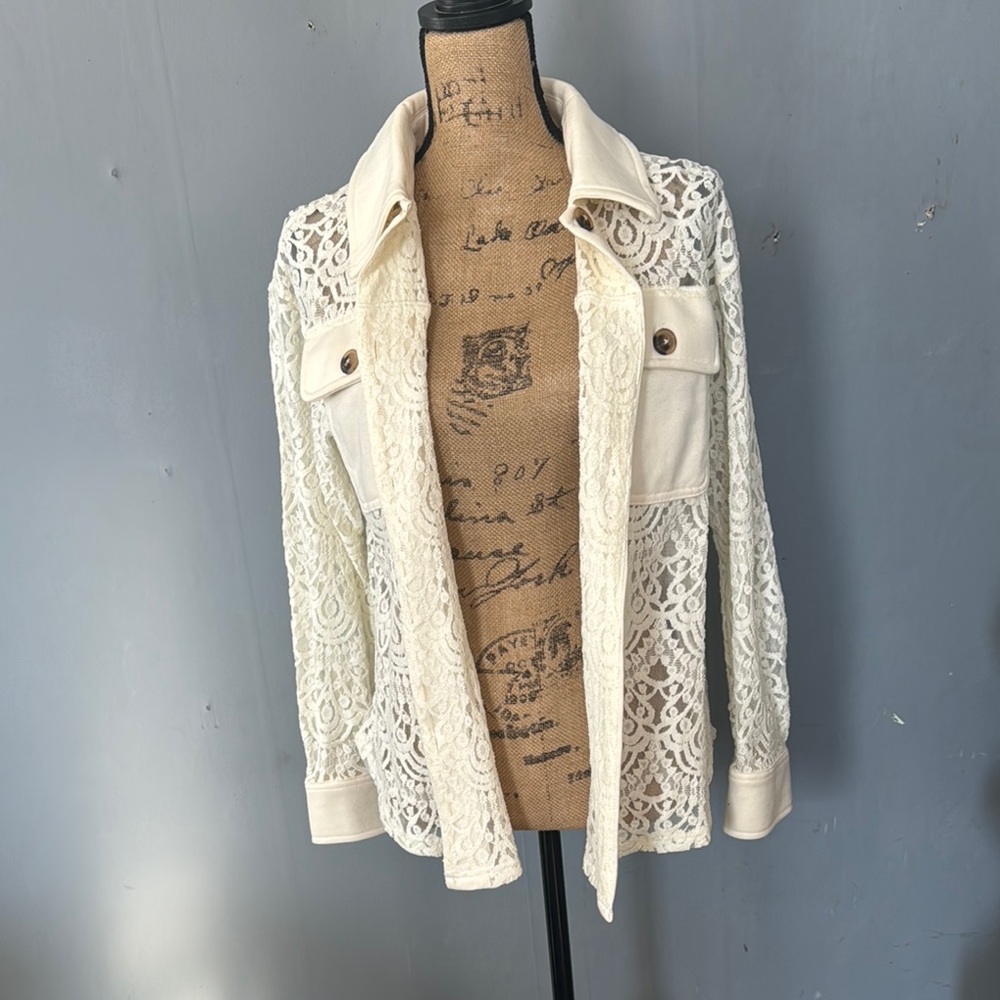 Chic Lace Button-Up Shirt - Picture 2 of 7